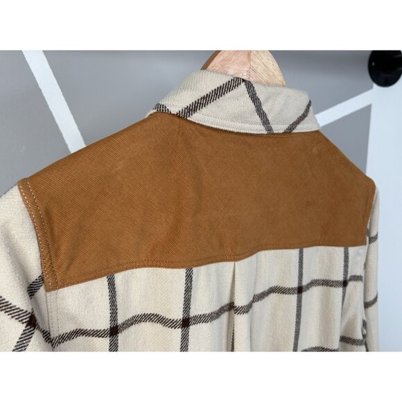 Faherty Daly Shirt Olivia Plaid Women’s Medium Flannel Tan Beige Button Up - Picture 7 of 16